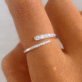 wholesale S925 Sterling Silver Zircon Geometric Ring Fashion Simple Gentle Versatile Adjustable Open Ring-0-1