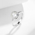 wholesale Classic oval 2-carat 7*9mm moissanite bezel-set S925 silver plated with 18k gold ladies' engagement ring-0-1