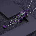 wholesale S925 Sterling Silver Designer High-End Luxurious Amethyst Jewelry Set with Ring, Earrings, and Pendant-0-3