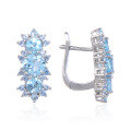 wholesale S925 Sterling Silver Floral Design Natural Topaz and Garnet Gemstone Ear Studs Women Cross-Border-0-0