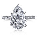 wholesale S925 Sterling Silver European and American Hit Drop-Shaped 5-Carat Pear-Cut Zirconia Ring for Women, High-End Wedding and Banquet Jewelry-0-4