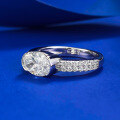 wholesale S925 Sterling Silver White Warrior 2-carat Oval 6*9mm Pigeon Egg-shaped Fashion Commuter Ring-0-1