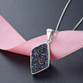 wholesale S925 Sterling Silver Crystal Geometric Diamond Pendant Korean Fashion Short Necklace Accessory-0-2
