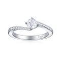 wholesale S925 Sterling Silver Cross-Border Zircon Classic Four-Prong Ring for Women, Light Luxury High-End Silver Pinky Ring-0-5