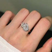 wholesale S925 Sterling Silver New Cross-Border Women's Ring with Double Pear-Shaped Zirconia Interlaced Design and Ultra-Sparkly 8A Ice-Cut Stones-DY121072-SW-WH>7