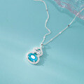 wholesale S925 Silver Fresh and Sweet Ins Style Exquisitely Designed Delicate Diamond-Inlaid Blue Diamond Hollow-Out Gourd Necklace Y02189-0-3