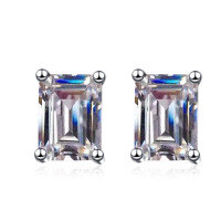 wholesale Pt950 plated 925 sterling silver earrings women moissanite emerald cut radiant cut earrings jewelry factory wholesale-3x5 zircons (emerald cut)  925 silver