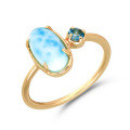 wholesale Sterling Silver Daily Wear Minimalist Luxury Egg-shaped Larimar London Blue Ring-0-5
