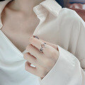 wholesale S925 Sterling Silver Retro Double-Layer Cross Hollow Clover Ring, Gentle Style Versatile Fashion Index Finger Ring-0-0