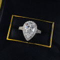 wholesale S925 Sterling Silver High Carbon Diamond Ring, 8*13 Pear Shape Teardrop Ring, European and American Fashion, Live Streaming Drop Shipping-0-3