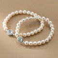 wholesale S925 sterling silver round diamond sea blue topaz Swarovski pearl bracelet, niche French-style luxury women's accessory S6826-0-3