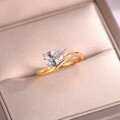wholesale S925 gold-colored moissanite ring with a teardrop center stone, minimalist design, slimming effect for women, best-selling style-0-2