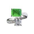 wholesale 925 Silver European & American New Arrival Simulated Emerald 7*9 Open-End Ring for Women, Fashionable and Versatile, Dropshipping Available-0-4