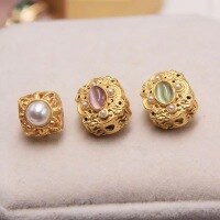 wholesale Metal material Nepalese handmade accessories dragonfly eye luck beads pearl stone loose beads lulu tong spacer beads DIY bracelet beads-Green one