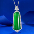 wholesale S925 Silver New Pendant Necklace with Emperor Green Jadeite-Inlaid Green Chalcedony "Rising Step by Step" Adjustable-0-5