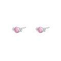 wholesale S925 Sterling Silver Sweetheart Candy Earrings Women, Korean Style Small And Simple, Sweet Pink Zircon, Fresh And Fashionable Versatile-0-0