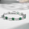 S925 Sterling Silver Alloy Four-Leaf Clover Zirconia & High-Carbon Diamond Charm Bracelet-0-0