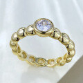 wholesale 925 Silver Plated with 18K Gold, 5mm High-Carbon Diamond, Ins-Style Beaded Stack Ring, Fashion Jewelry-0-2