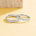 wholesale S925 Sterling Silver Anniversary Couple's Ring Set for Men and Women, Minimalist and Luxurious High-End Matching Bands for Valentine's Day Gift for Girlfriend-0-5