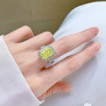 wholesale 925 silver new jewelry imported high-carbon diamond 8*11 olive green ring women's-0-3