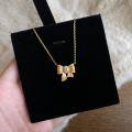 wholesale S925 silver gold-plated diamond-encrusted brushed bow pendant fashion luxury collarbone necklace-0-2