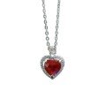 wholesale 925 Silver Pigeon Blood Red 8*8 Heart Shape Round Diamond Pendant Necklace for Women, Classic and Minimalist Fashion Style-0-4
