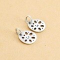 wholesale S925 Sterling Silver Lotus Root Slice Pendant, Vintage Antiqued Matte Small Piece DIY Beading Craft Jewelry Wholesale-0-1