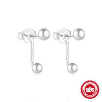 wholesale S925 Sterling Silver French Bicolor Marquise Crystal & Rhinestone Reversible Stud Earrings-Platinum #2 925 Silver
