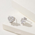 wholesale S925 Sterling Silver Extra Large Heart Zircon Ear Studs Fresh Sweet Luxury Ear Accessories Cross-border New Jewelry Wholesale-0-1