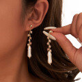 wholesale S925 Sterling Silver Powder Opal Natural Baroque Freshwater Pearl Tassel Earring Ear Studs for Women-0-1