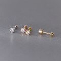 wholesale S925 Sterling Silver Minimalist Ins-style Threaded Stud Earrings with Diamond for Pierced Ears M03369-0-0