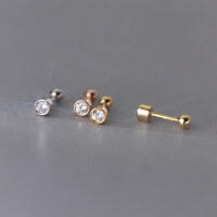 wholesale S925 Sterling Silver Minimalist Ins-style Threaded Stud Earrings with Diamond for Pierced Ears M03369-S925 silver pair gold 925 silver