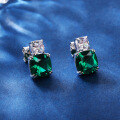 wholesale S925 Sterling Silver New Enzela Emerald Ice-Cut Gemstone Stud Earrings for Women Wholesale Factory-0-0