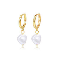 wholesale S925 Sterling Silver Retro Glass Bead Earrings With Pearl Accents For Women-E2941-Gold/Plastic Beads 925 Silver