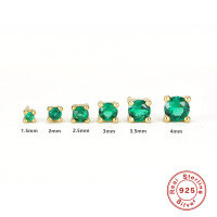 wholesale S925 Sterling Silver Classic Minimalist Diamond Stud Earrings, 6-Piece Set, European and American Fashion, Personalized INS Style-Set of 6 Gold-Green Diamond