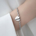 wholesale 925 Sterling Silver Heart-shaped Pendant Heavy-duty Chain Ins Minimalist Niche Luxury High-end Bracelet-0-0