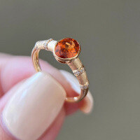 wholesale S925 Sterling Silver Red Elk Full Body Ins Style Ring, Individual and Exquisite Matte Design, Sweet and Gentle Commuter Pinky Ring-BZ0205-Gold US size 10