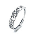 wholesale S925 Sterling Silver European and American Retro Interlocking Chain Open-End Fashion Unisex Ring-0-4