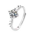 Sterling Silver Moissanite Deer Antler Open Ring for Women-0-3