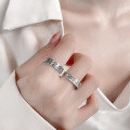 wholesale S925 Sterling Silver Vintage-Inspired "Peace and Joy" Meaningful Creative Design Adjustable Open Ring Versatile Band-0-0
