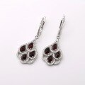 wholesale S925 Silver Natural Garnet Stud Earrings, Fashionable and Elegant High-End Gemstone Earrings-0-1