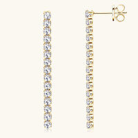 wholesale 925 Sterling Silver Moissanite Tennis Stud Earrings Trendy Ins Style Daily Korean and Japanese Inspired Earrings-White 0.9 carat +0.9 carat