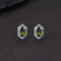 wholesale S925 Sterling Silver Minimalist Hexagonal Crystal Earrings with Natural Topaz and Peridot Gemstone Ear Studs-0-1