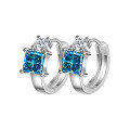 wholesale S925 Sterling Silver Princess Cut Moissanite Women's Ear Clips Colorful Silver Jewelry Earrings-0-10