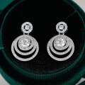 925 Sterling Silver Hip Hop American Style Unisex Moissanite D Color Round Hoop Earrings-0-4