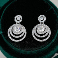 925 Sterling Silver Hip Hop American Style Unisex Moissanite D Color Round Hoop Earrings-50 points (set with moissanite)  925 silver