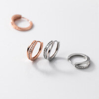 wholesale 925 silver double-layer diamond-encrusted hoop earrings, summer Korean-style simple and elegant lady ear accessories M01872-S925 silver pair silver>925 silver