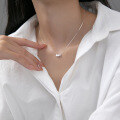 wholesale S925 Sterling Silver Brushed Square Necklace, Minimalist Niche Design Elegant Women's Necklace Y00648-0-3