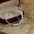 wholesale S925 Sterling Silver Pearl and Broken Silver Bracelet for Women, Original and Niche High-End Sense, Versatile and Gentle Wristband to Gift Your Best Friend-0-2