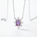 wholesale S925 Sterling Silver Fashion Cultivation Alexandrite Necklace, Light Luxury Niche Snowflake Pendant Collarbone Chain Colored Gemstone Jewelry-0-2